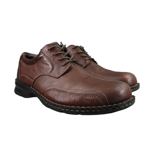 Dockers Shoes Mens 10 Derby Oxford Casual Classic Leather Comfort Dressy Brown - Picture 1 of 13